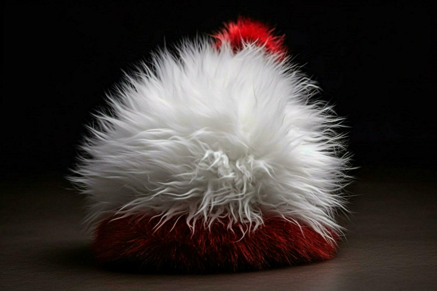 A Santa hat with a fluffy white pom-pom photo