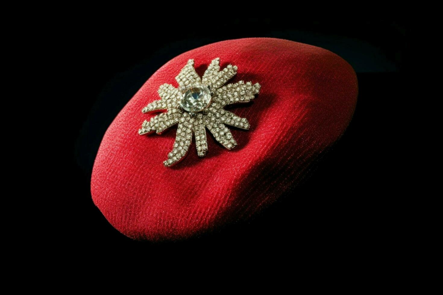 A beret with a sparkling brooch photo