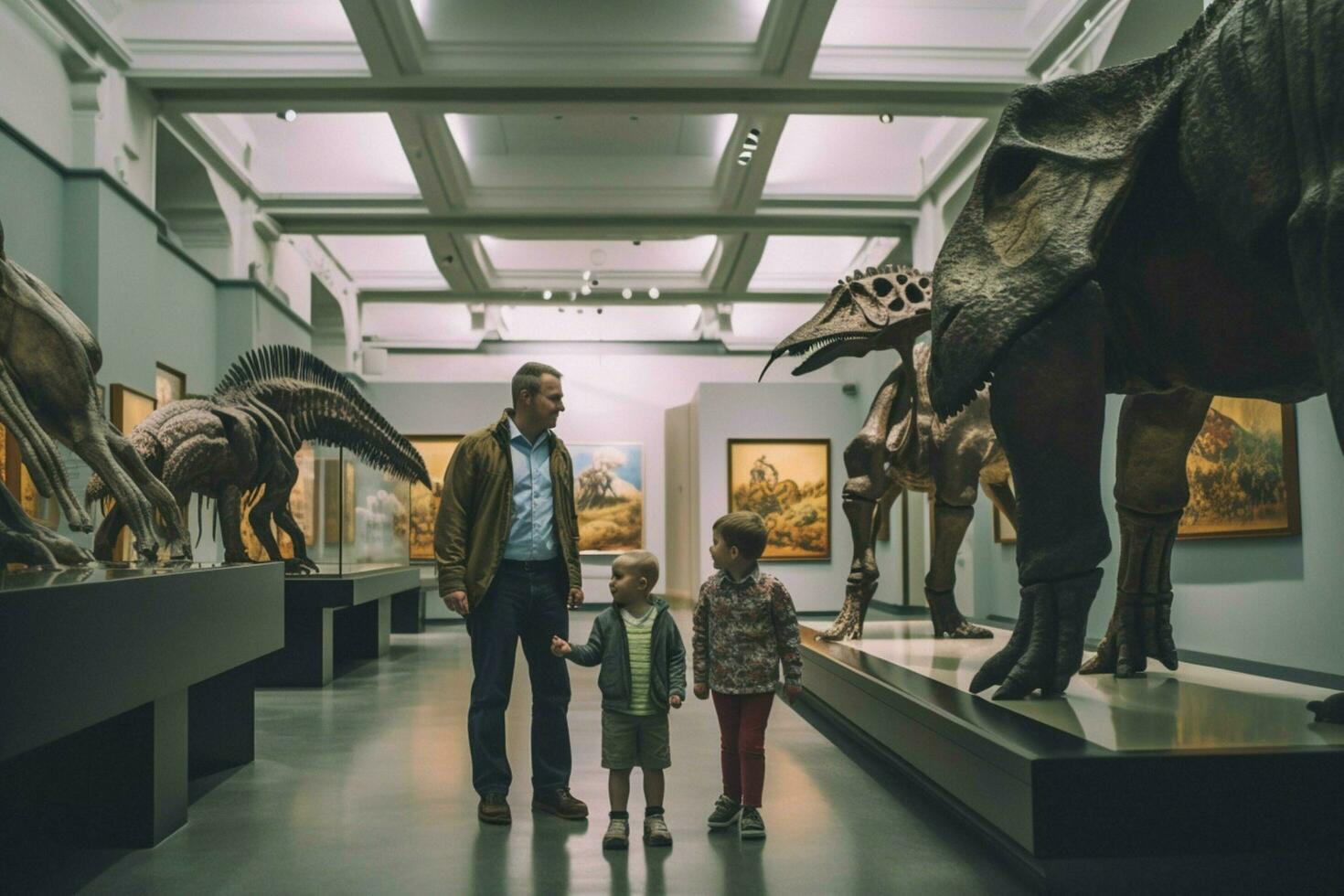 A dad and his family visiting a museum photo