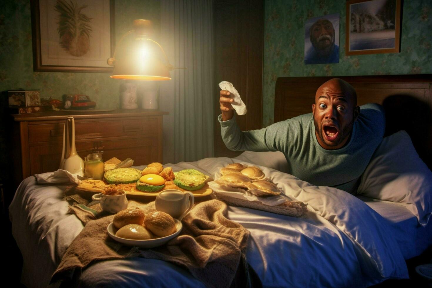 un papá recepción un sorpresa desayuno en cama foto