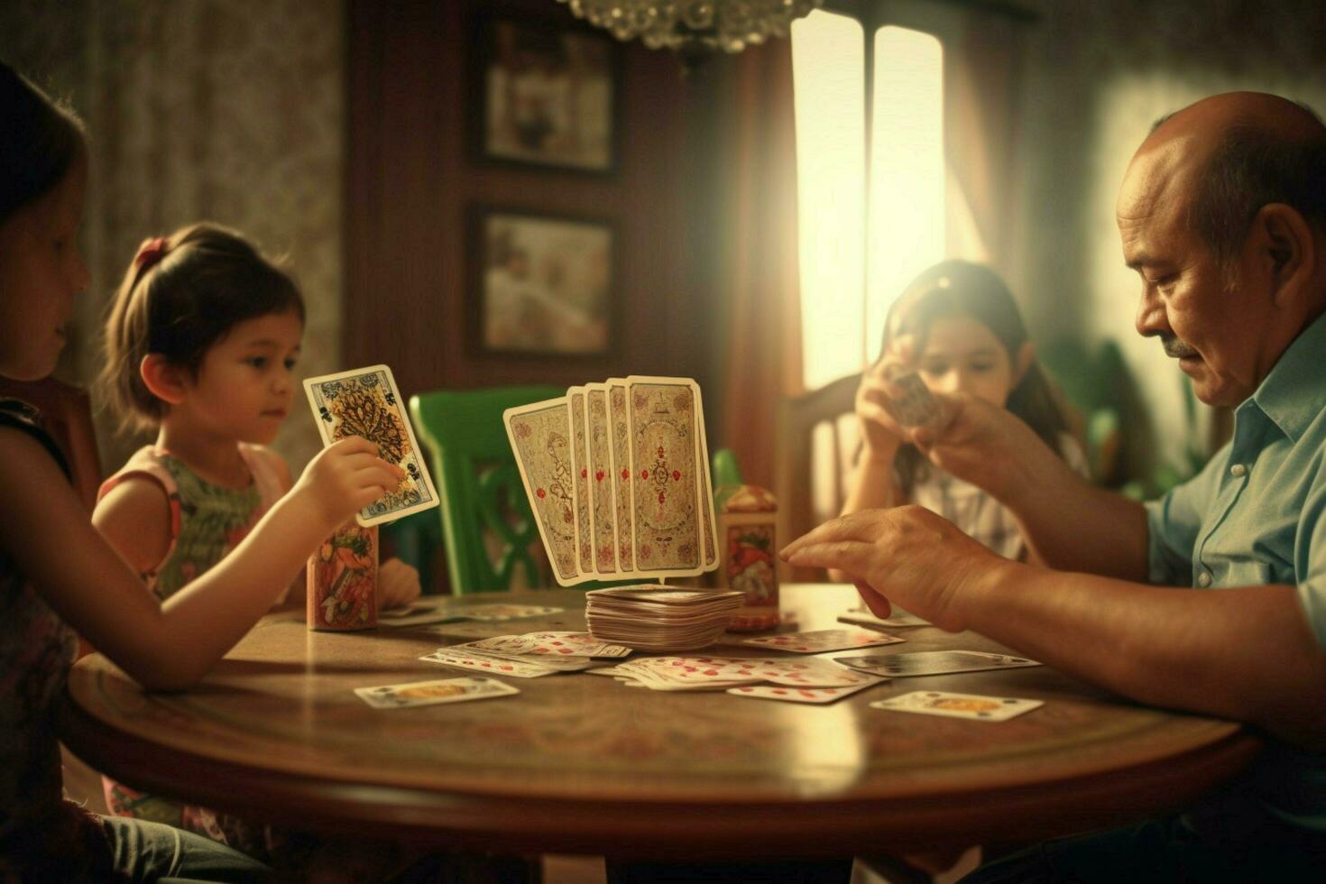 A family game of cards on Fathers Day photo