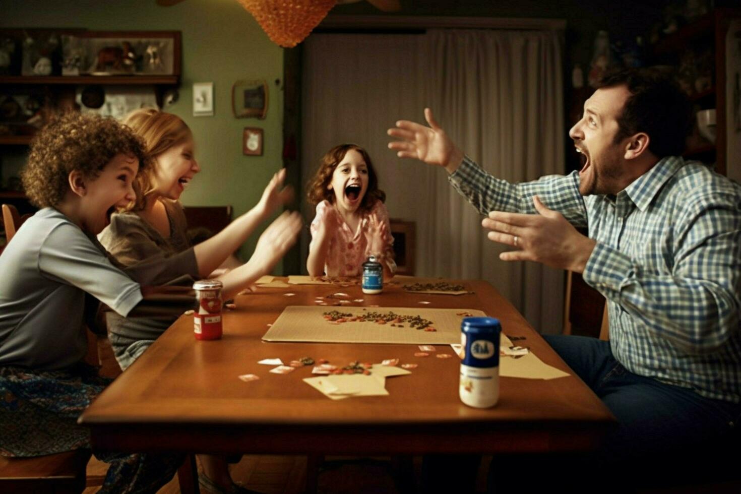 A family game of charades in honor of Fathers Day photo