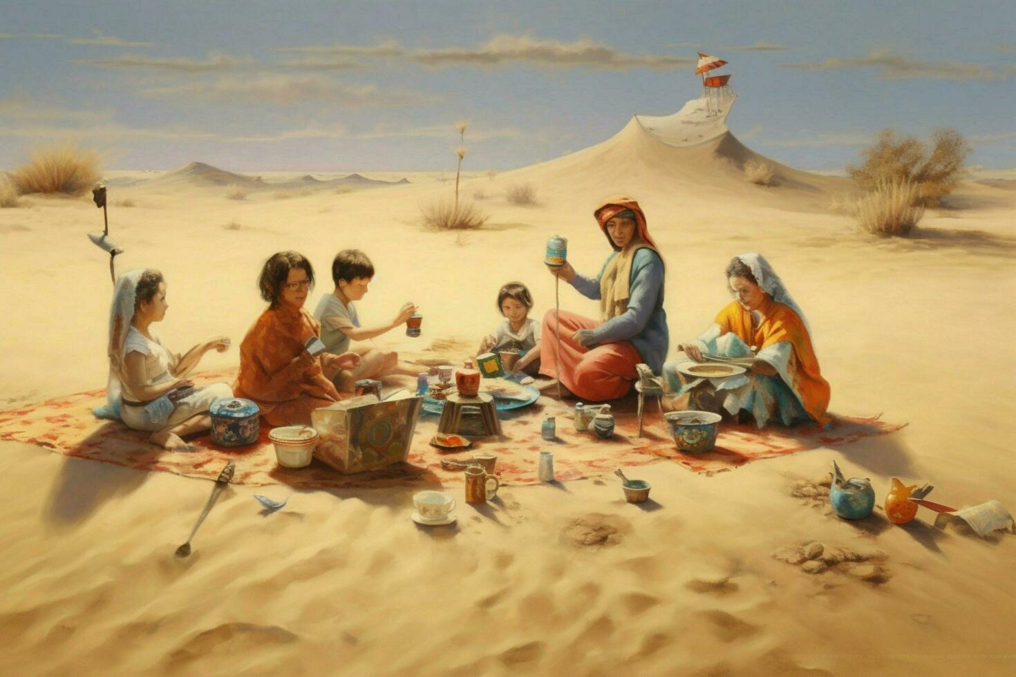 A family picnic on the warm sand photo