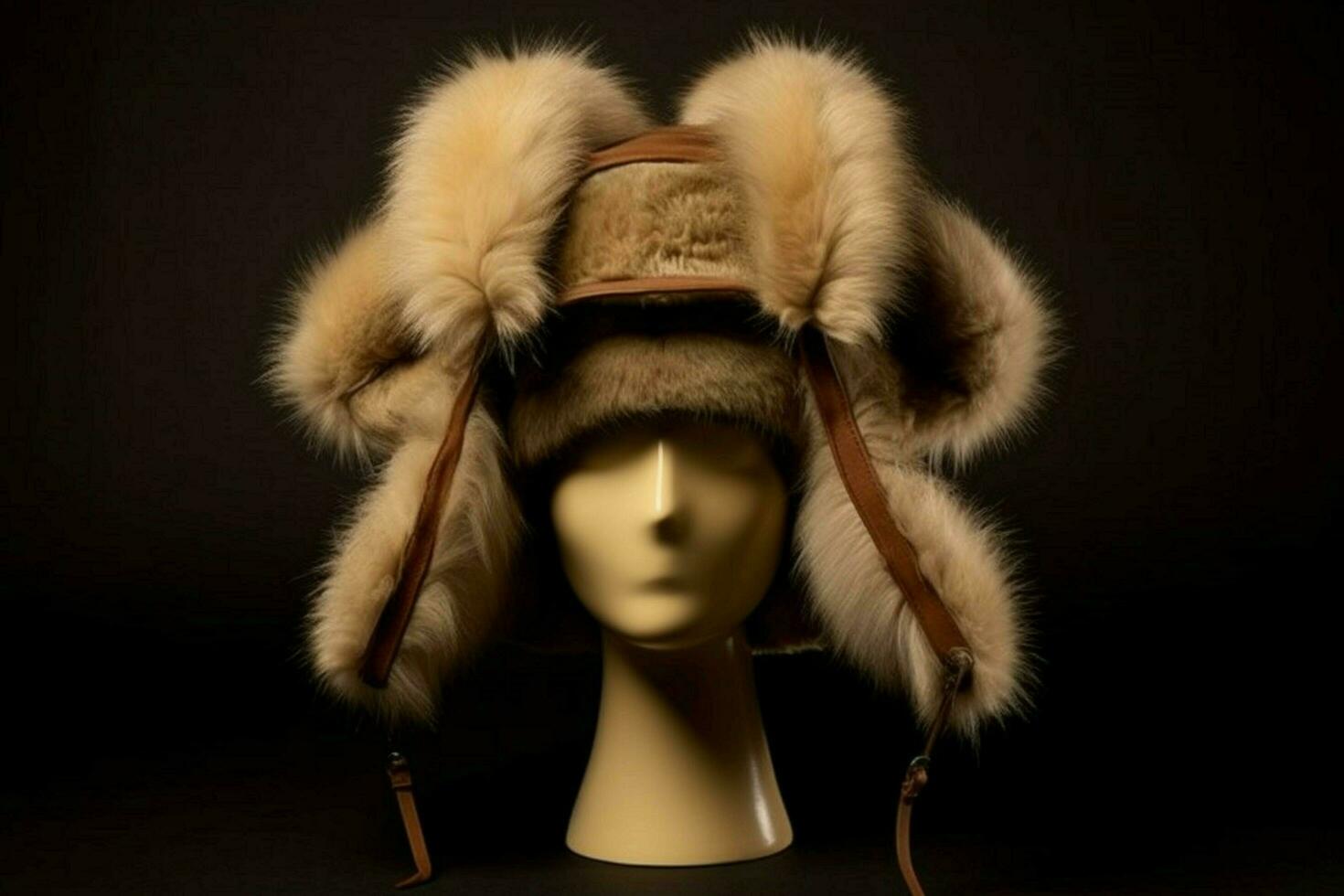 A furry trapper hat with earflaps photo