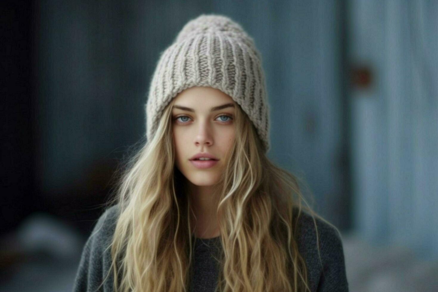 A knit beanie with a slouchy look photo