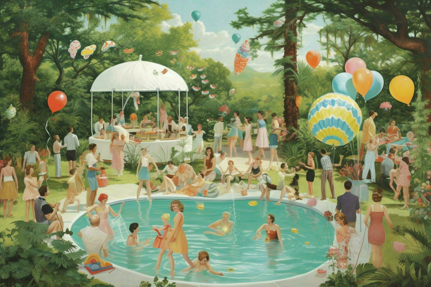 A lively summer pool party photo