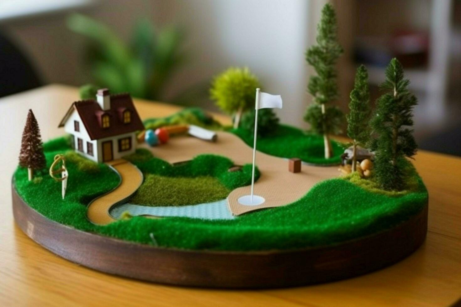 A mini golf set for practicing putting photo