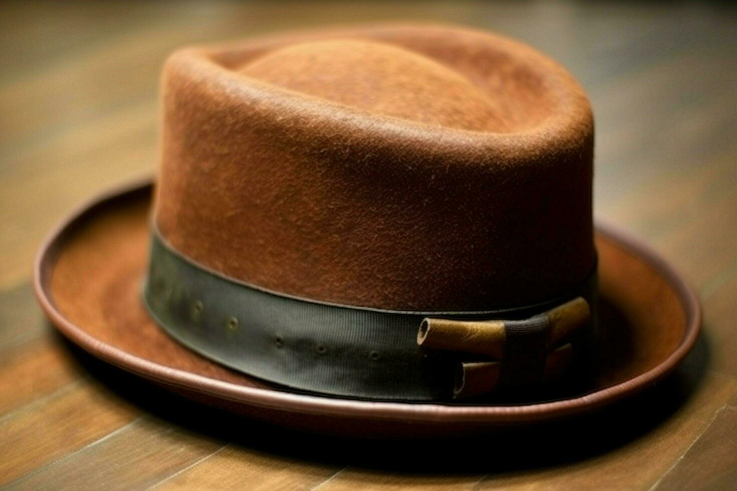 A porkpie hat with a narrow brim photo