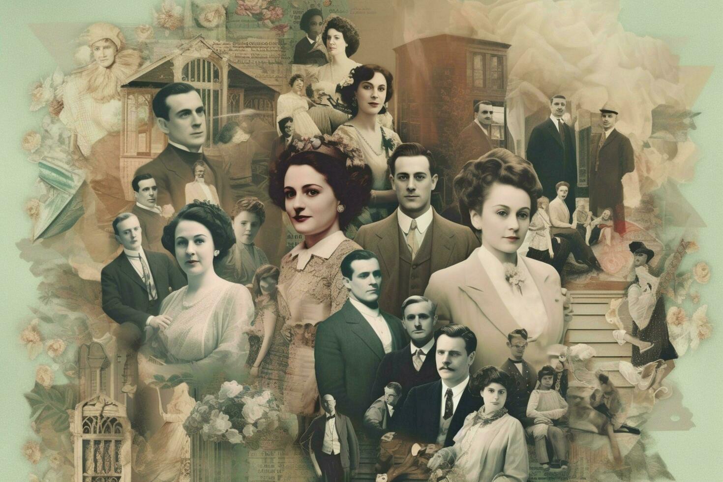 A portrait composed of a collage of family photos