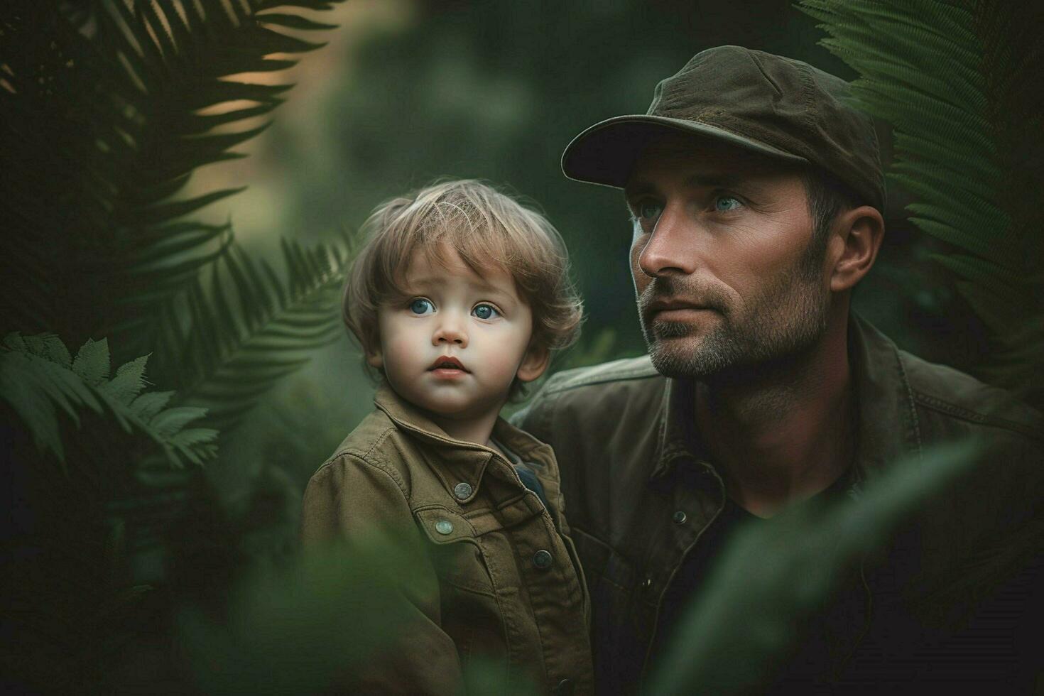 un retrato de un padre y niño en natural ajuste foto