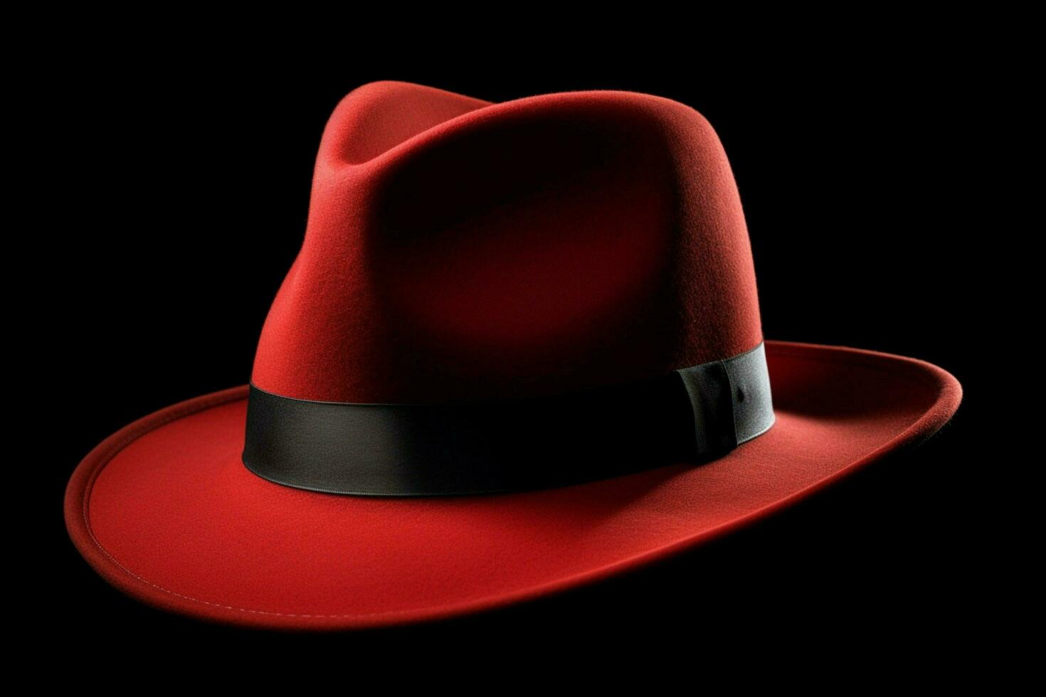 A red fedora with a black band photo