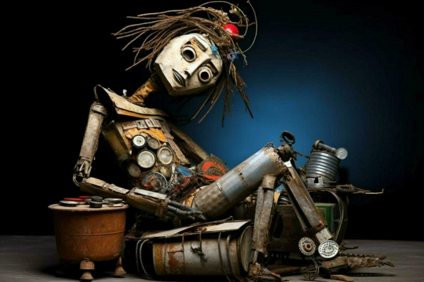 A sculpture made from found objects that have senti photo