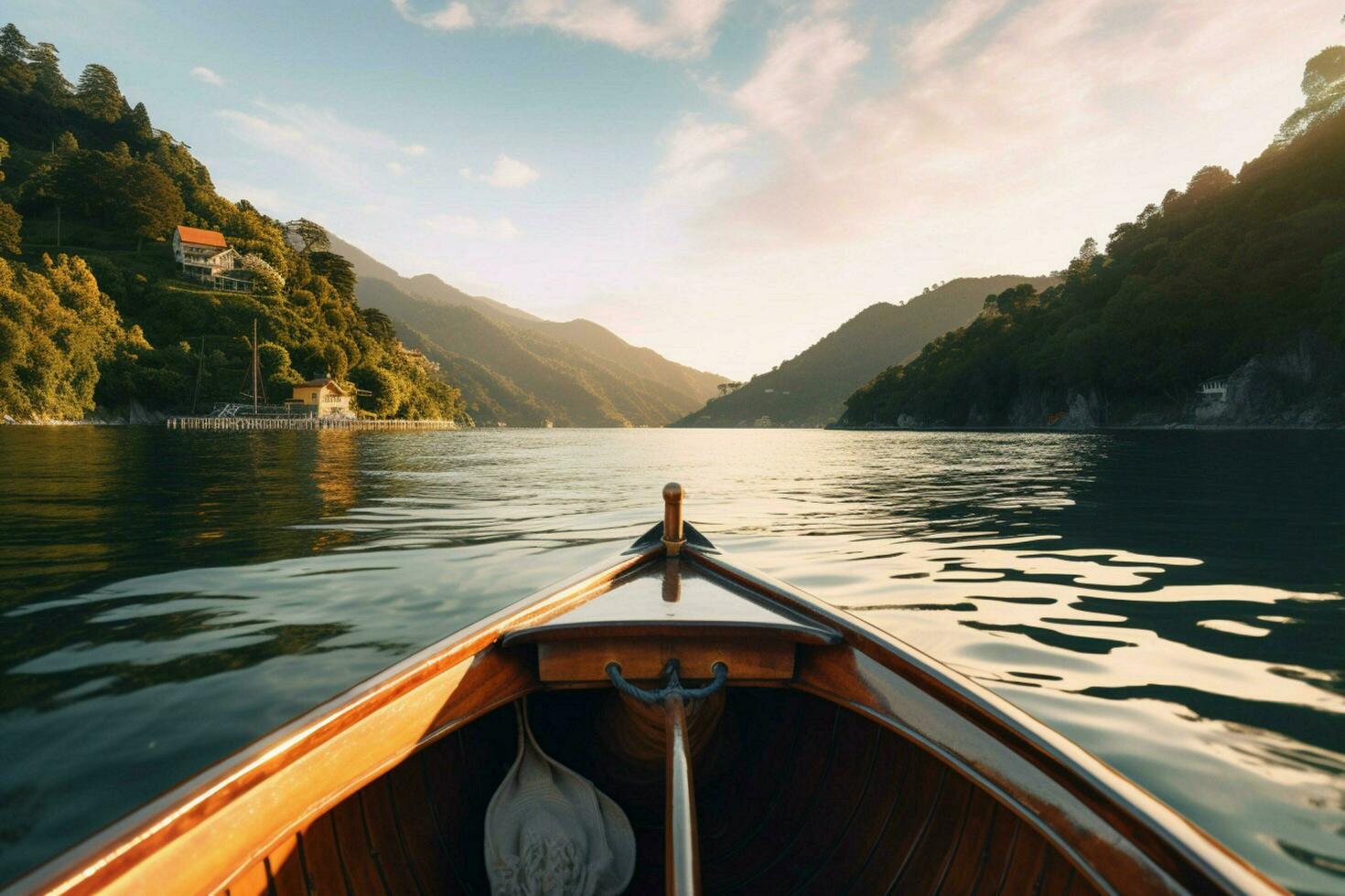 A serene moment on the water viewed from a boat photo