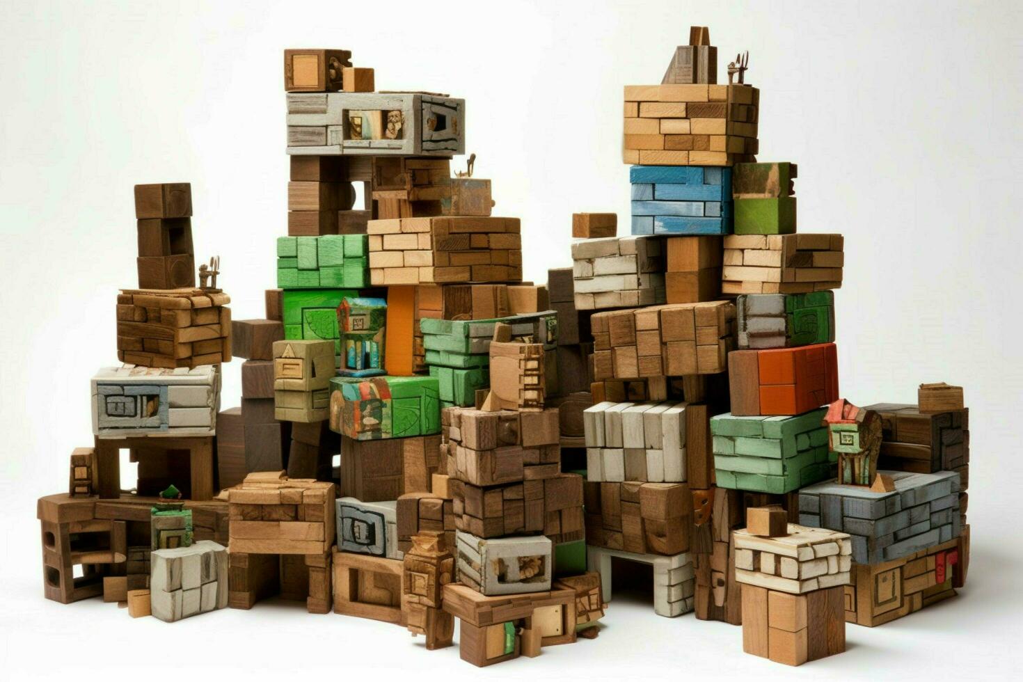 A set of building blocks made from recycled materia photo