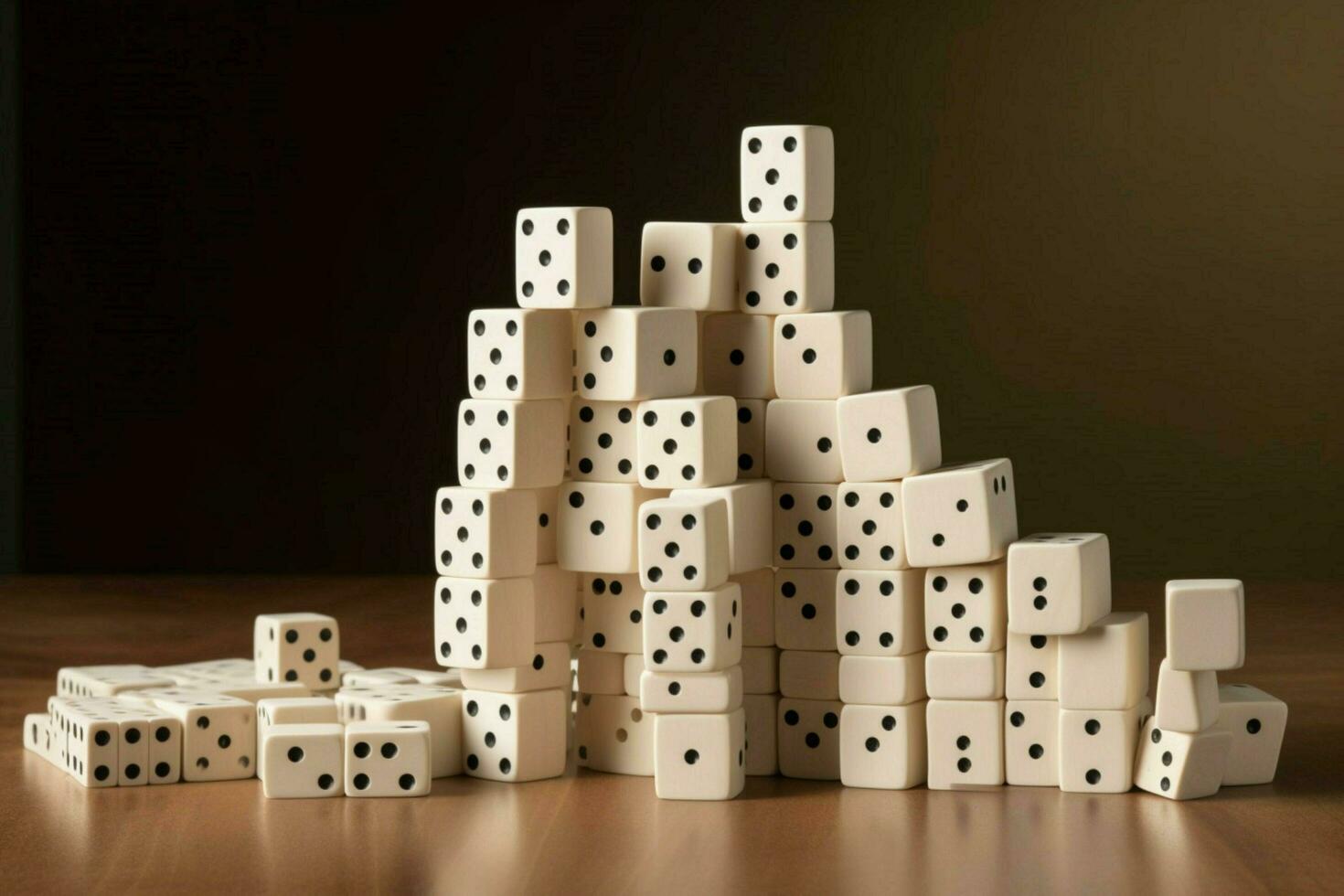 A set of dominoes for building and knocking down photo