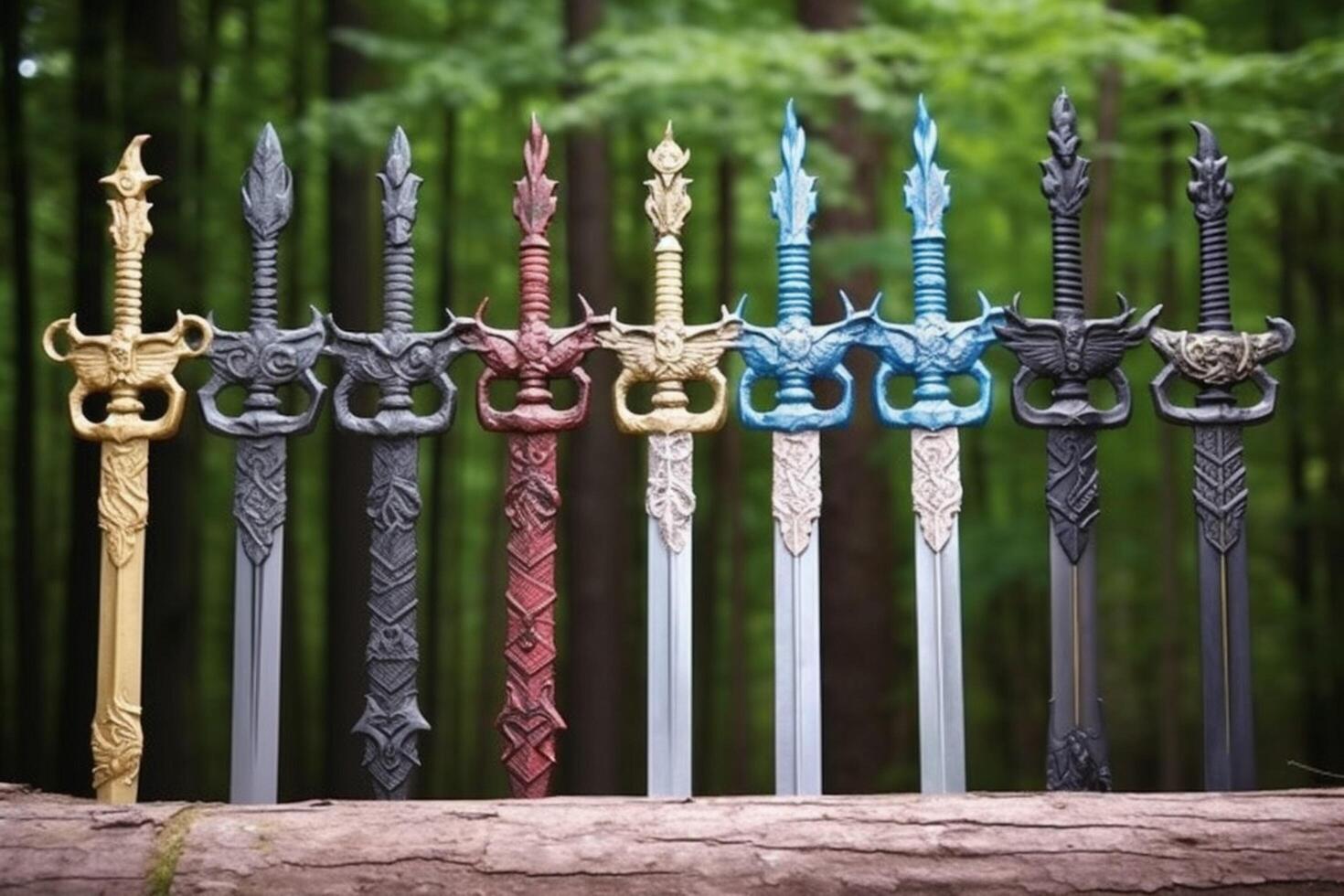 A set of foam swords for epic battles 30623536 Stock Photo at Vecteezy