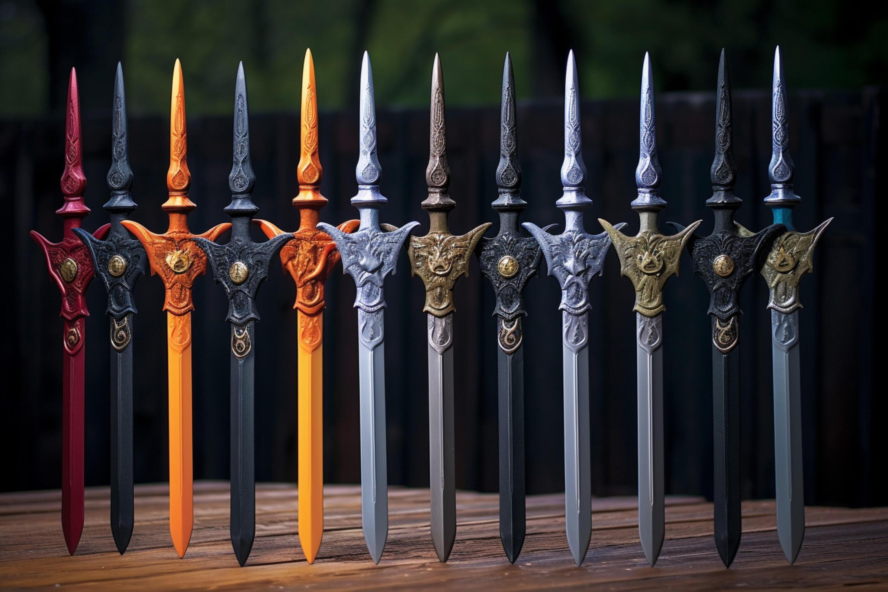 A set of foam swords for epic battles 30623541 Stock Photo at Vecteezy