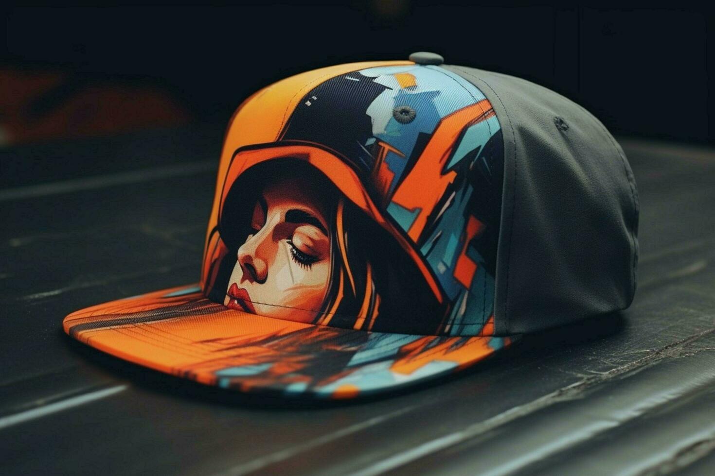 A snapback hat with a flat bill photo