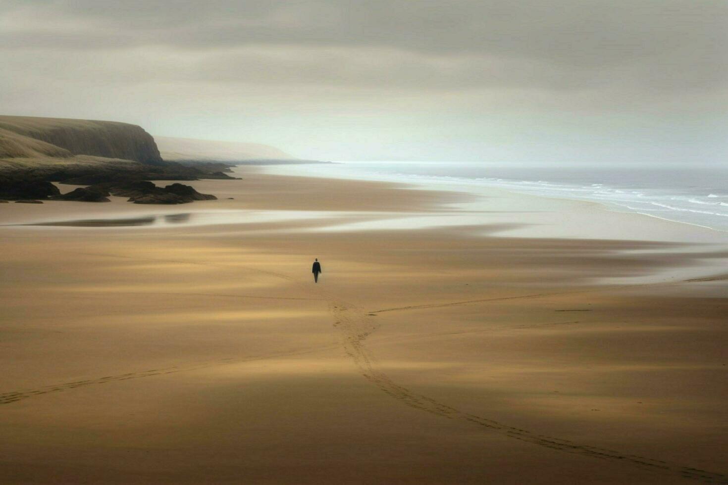 A solitary walk on a deserted beach photo