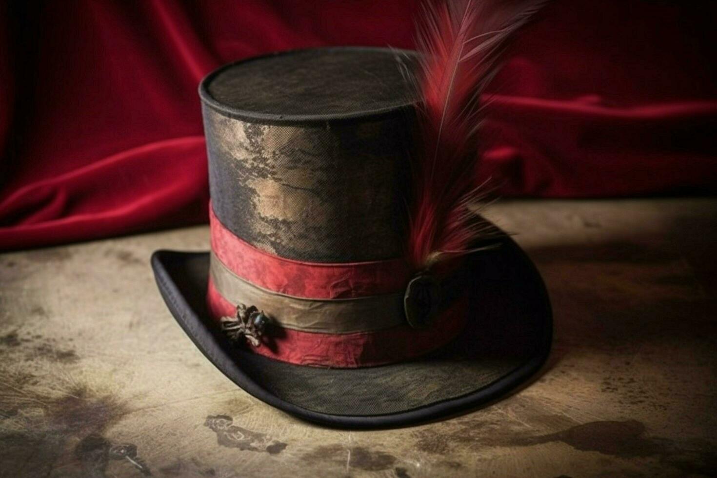 A vintage top hat with a satin band photo