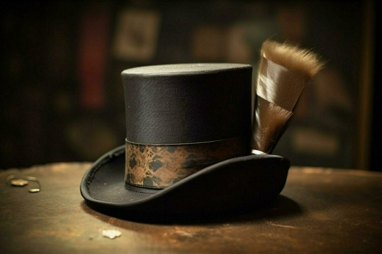 A vintage top hat with a satin band photo