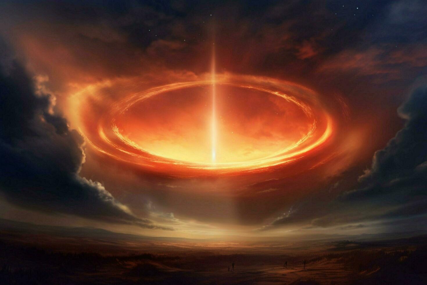 A warm halo spreads across the sky photo