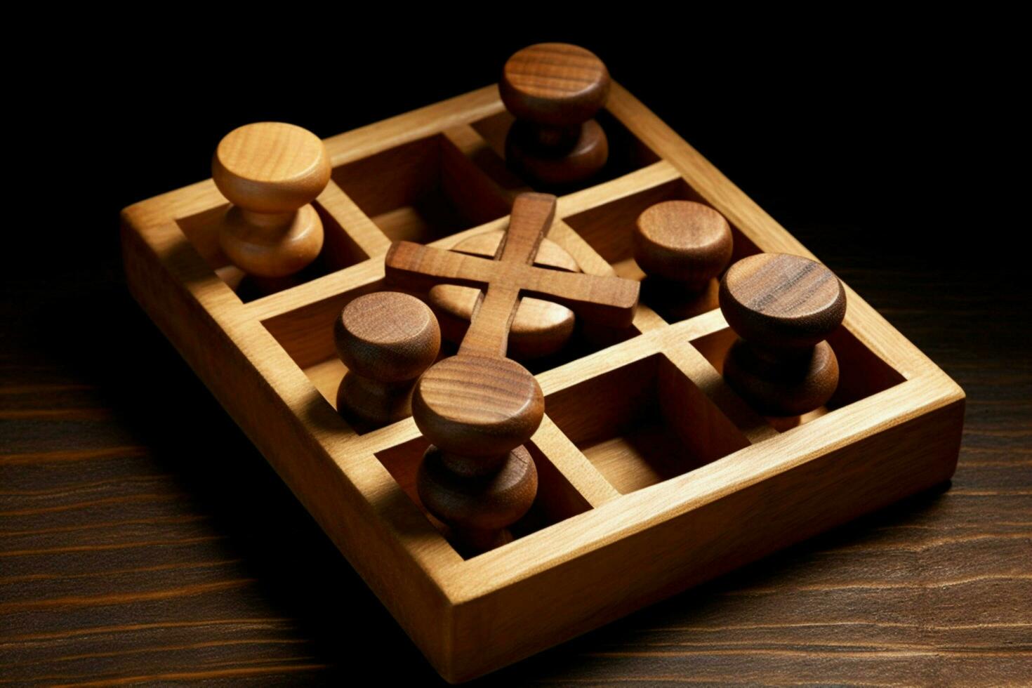 A wooden tic-tac-toe game photo