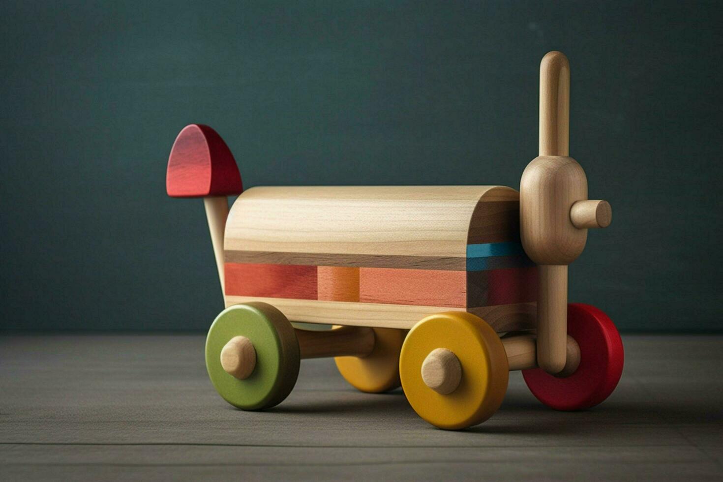 A wooden push toy for toddlers photo