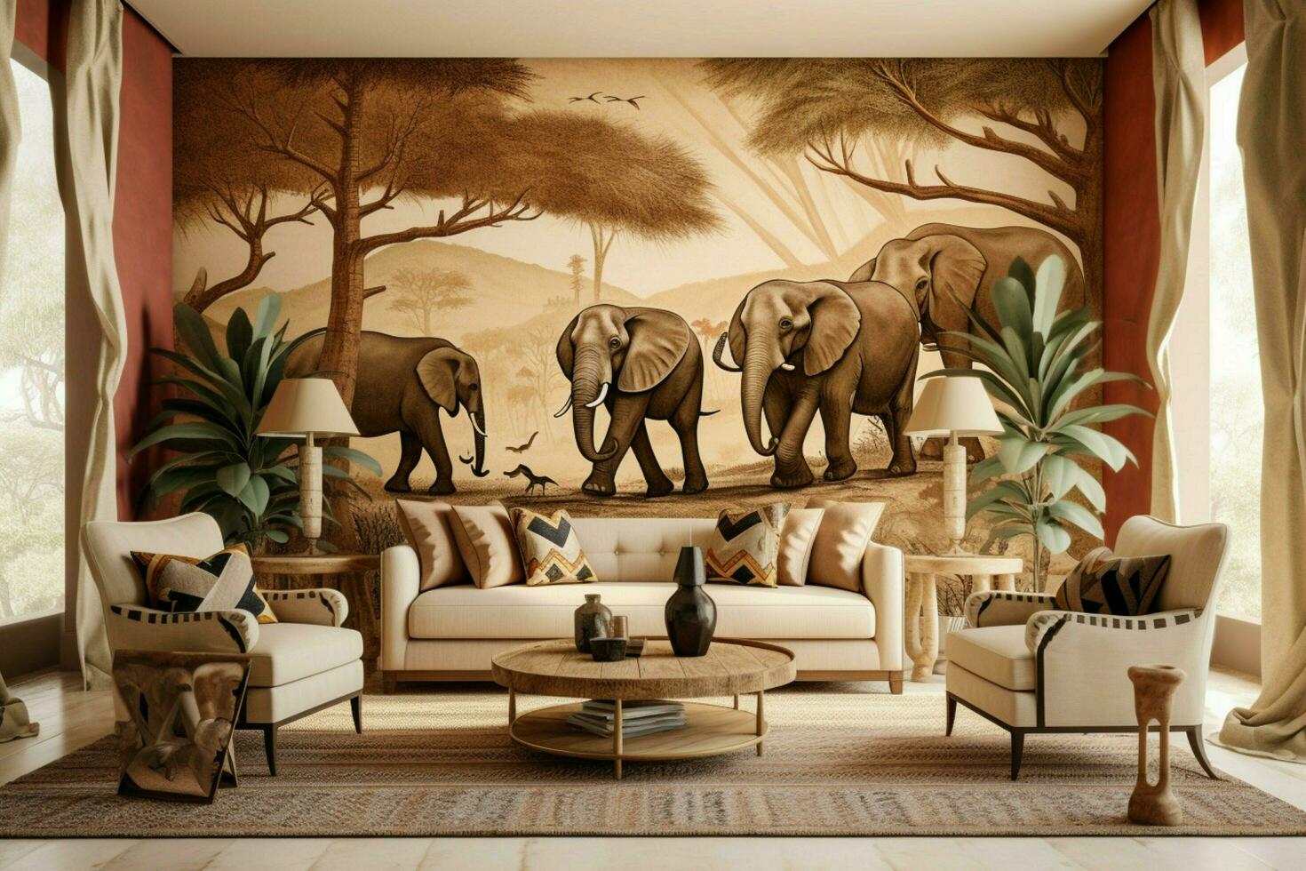 African-inspired wall murals and wallpaper design photo