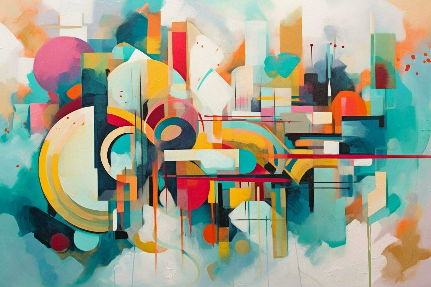 An abstract piece filled with bright colors and sha photo