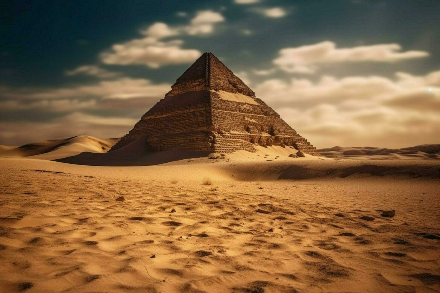 An ancient pyramid in the desert photo