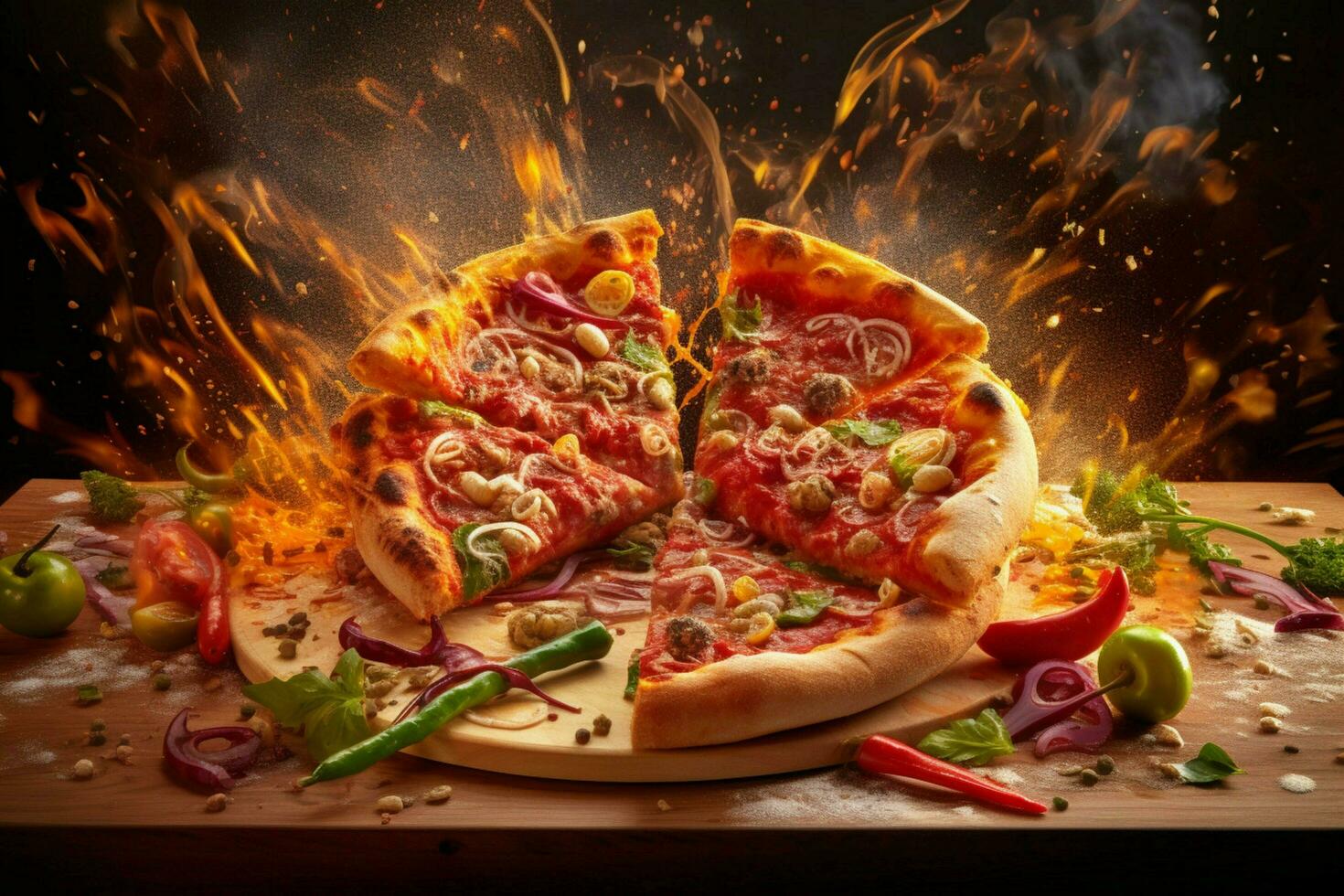 Capture the excitement and energy of a pizza with a photo