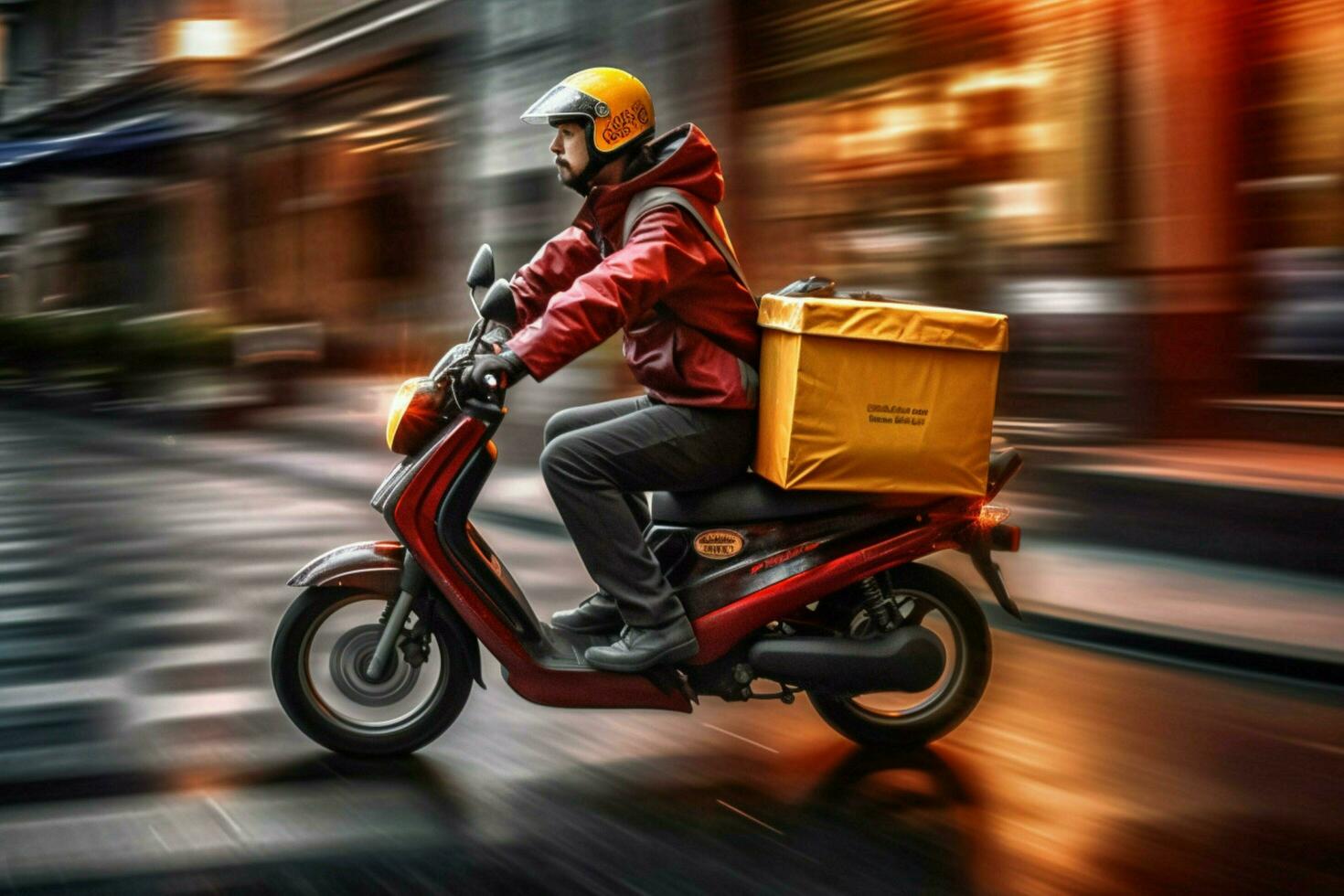 capturar el emoción y energía de comida entrega foto