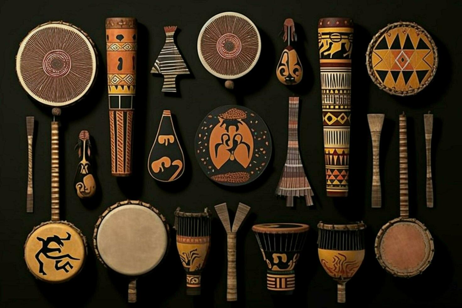 Designs representing African musical instruments photo