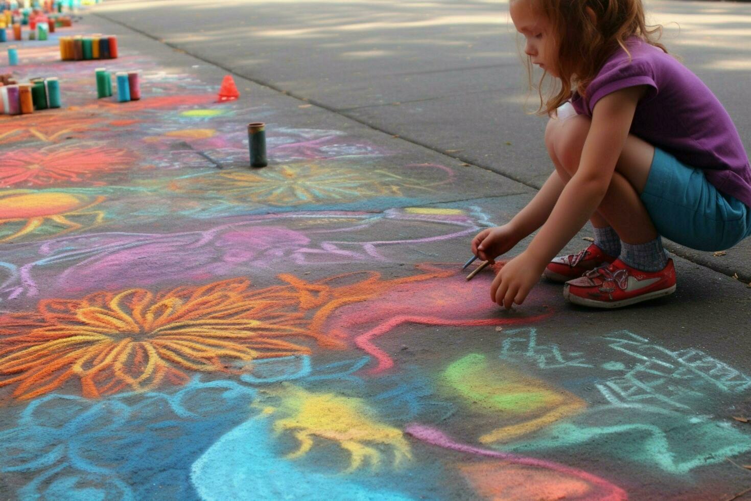 Drawing with sidewalk chalk photo