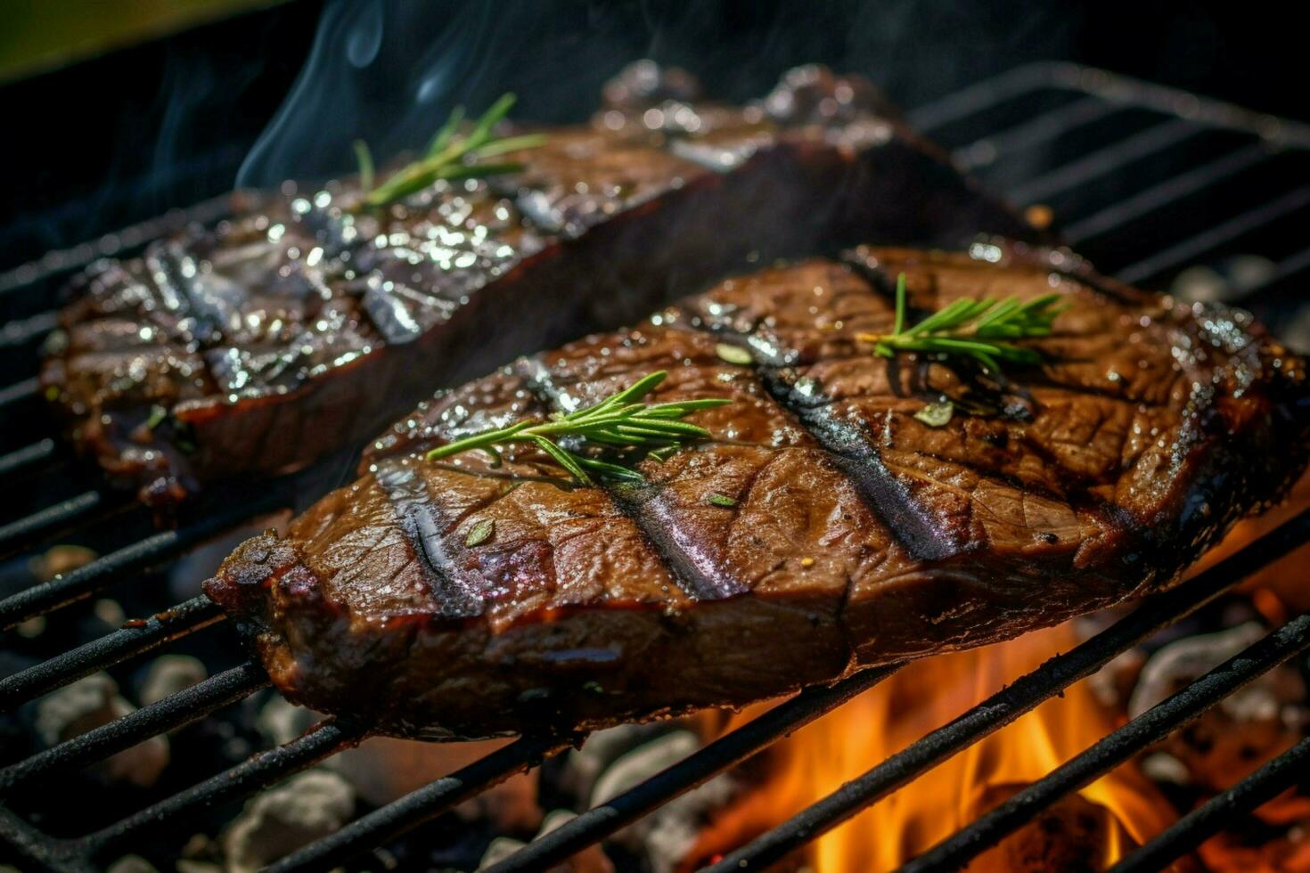 Flank steak marinated in a mixture of soy sauce hon photo