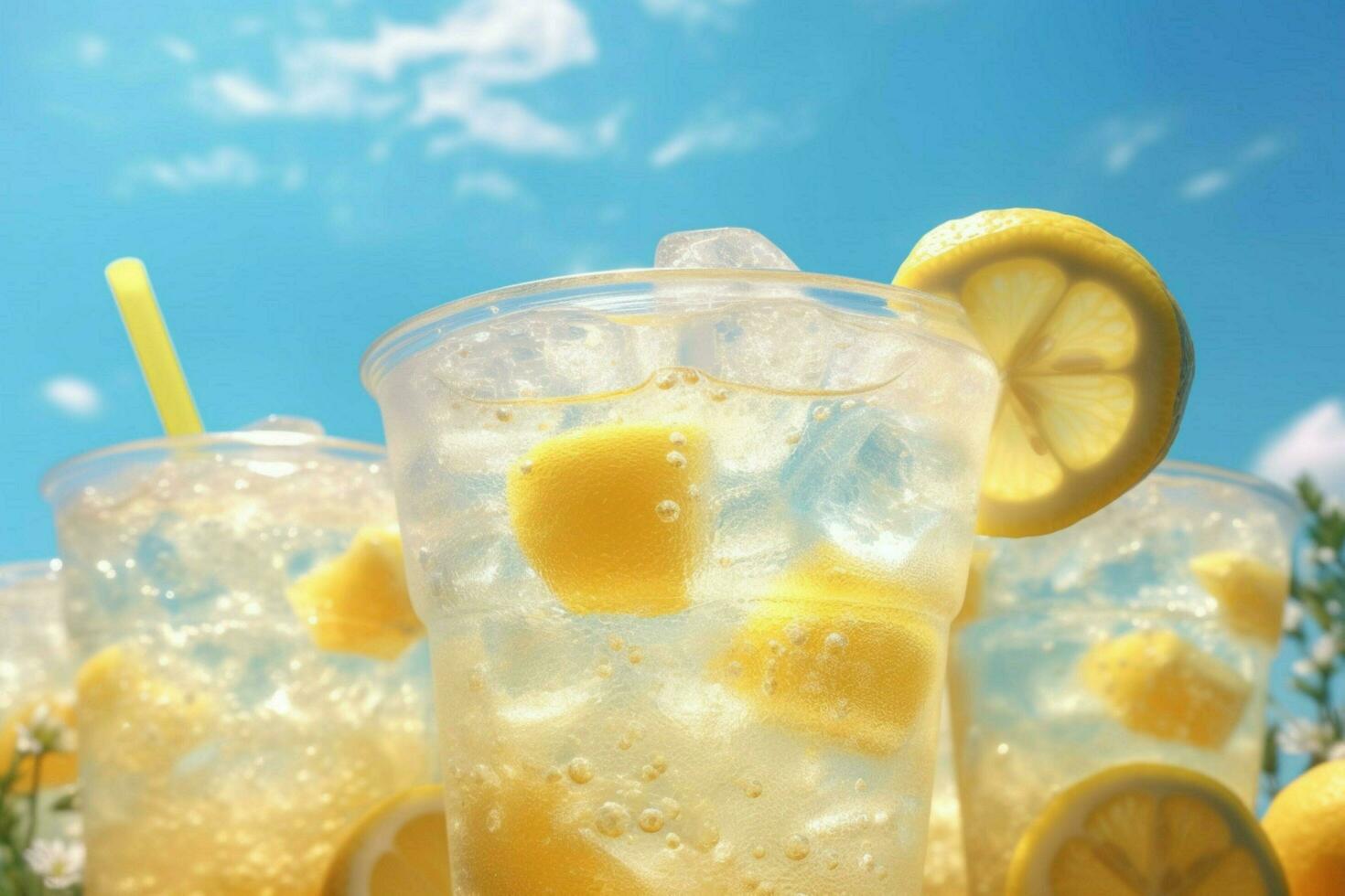 Ice-cold lemonade on a hot day photo