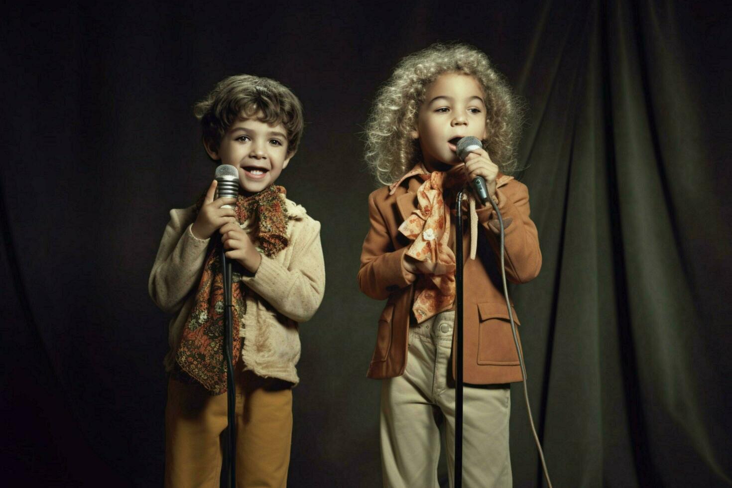 Kids having a talent show photo