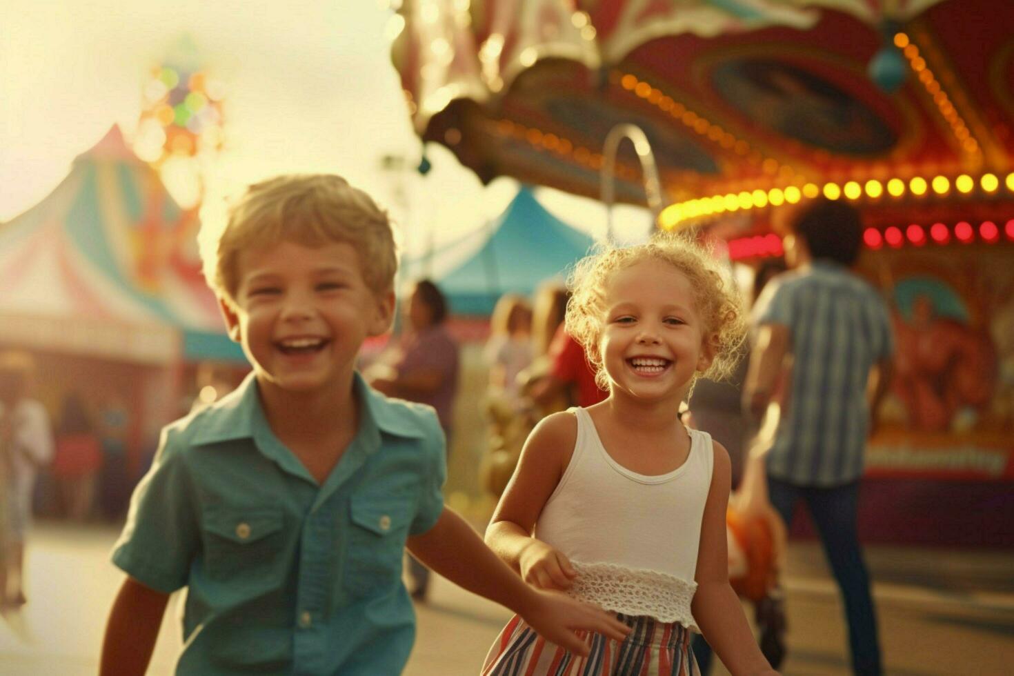 niños teniendo divertido a un carnaval o justa foto