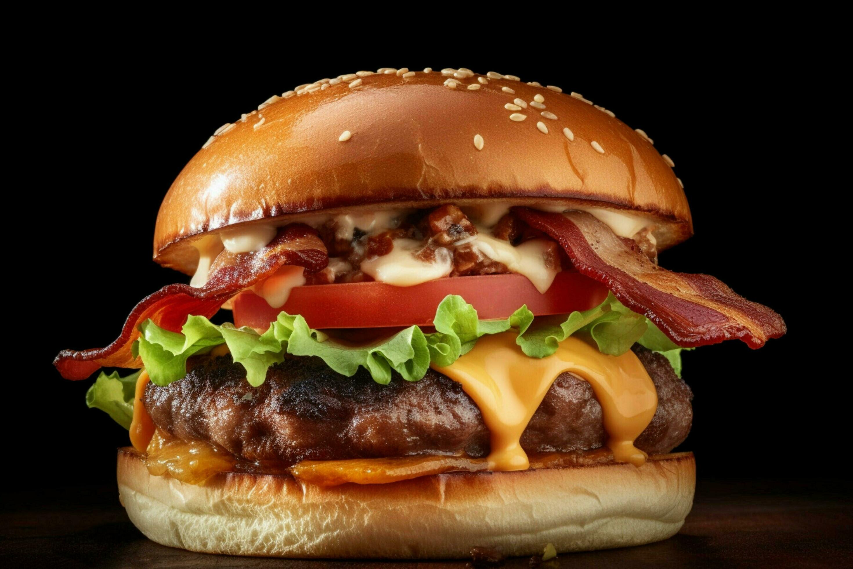 jugoso hamburguesa grande jugoso hamburguesa con tocino y derretir