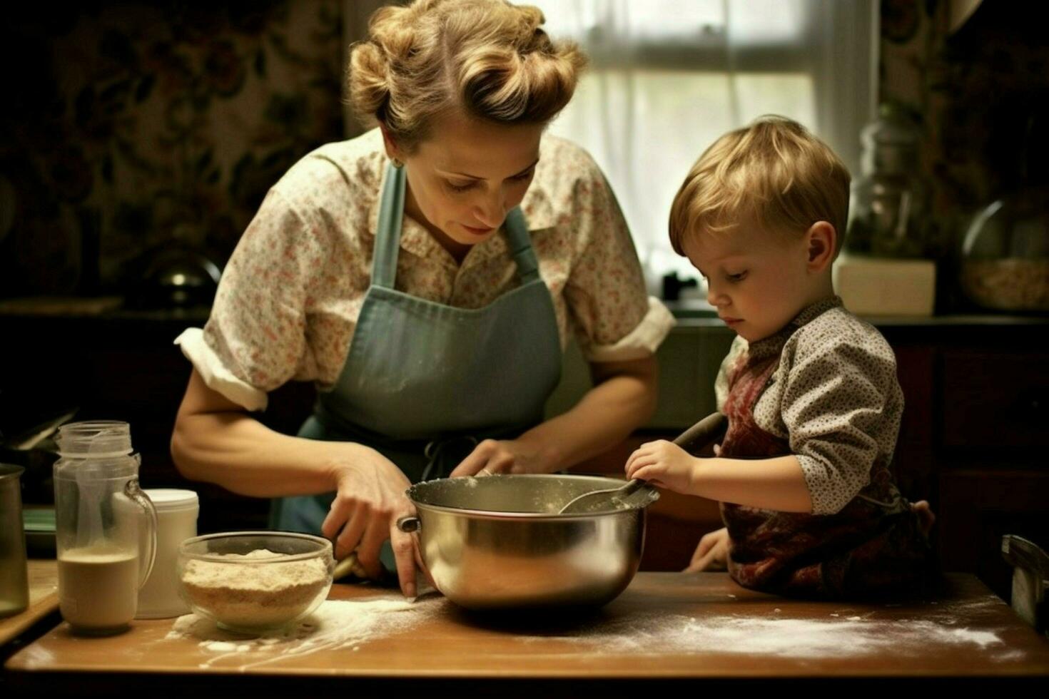 Learning how to cook with a parent photo