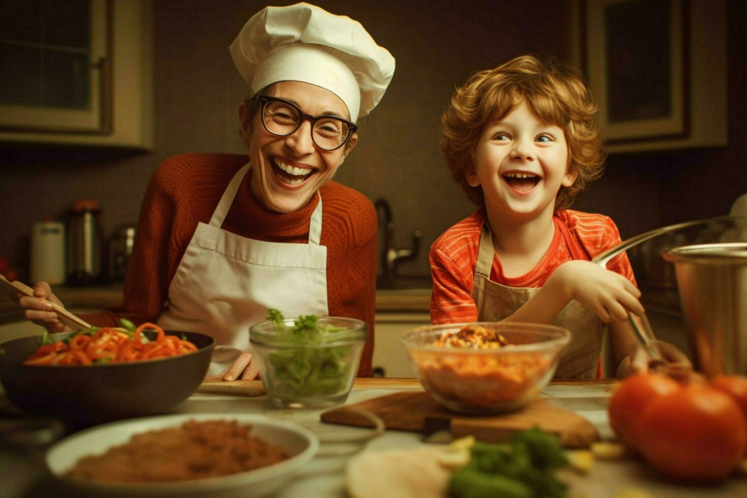 Learning how to cook with a parent photo