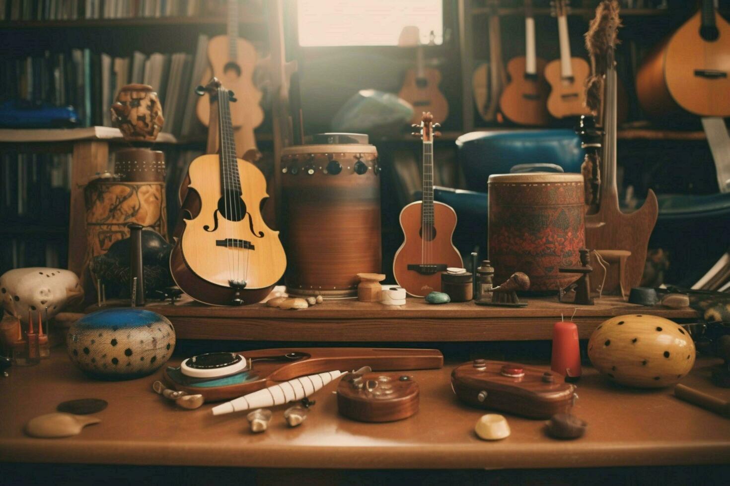 haciendo música con instrumentos foto