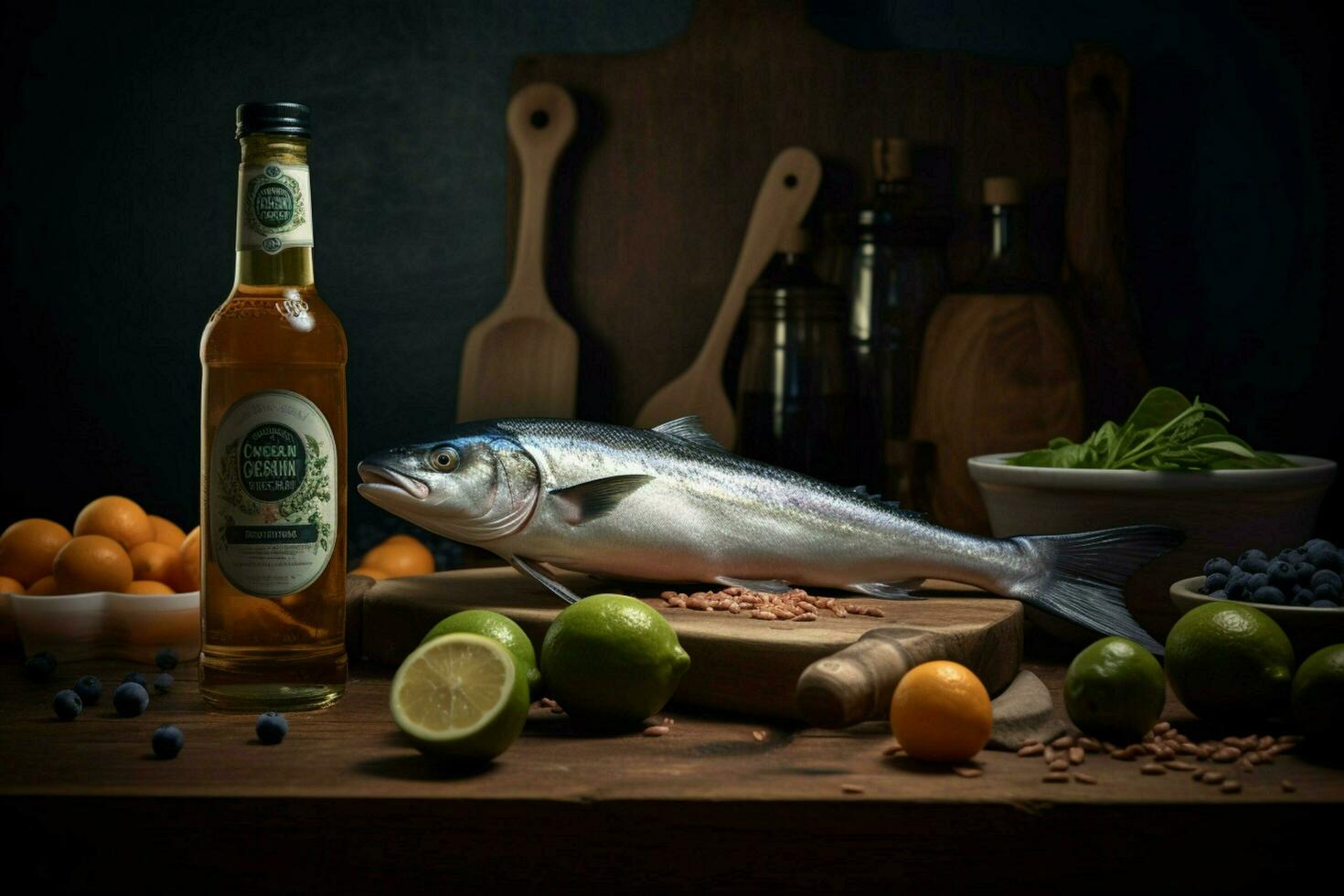 Photorealistic Product shot Food photography blue photo