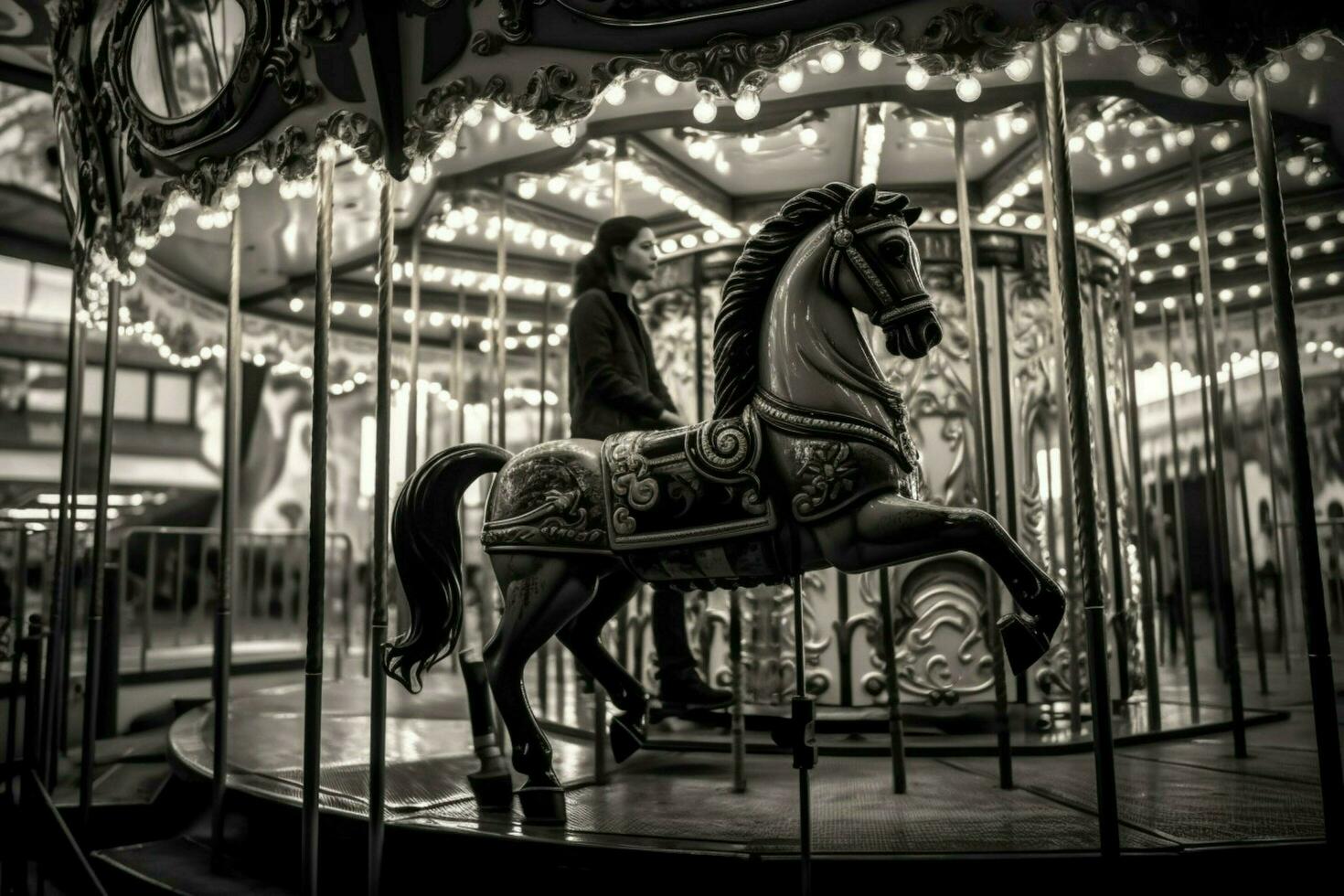 Riding on a carousel photo