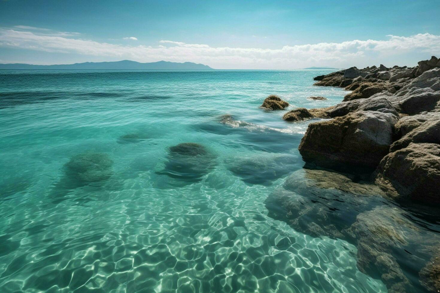 Serene blue waters lapping against the shore photo