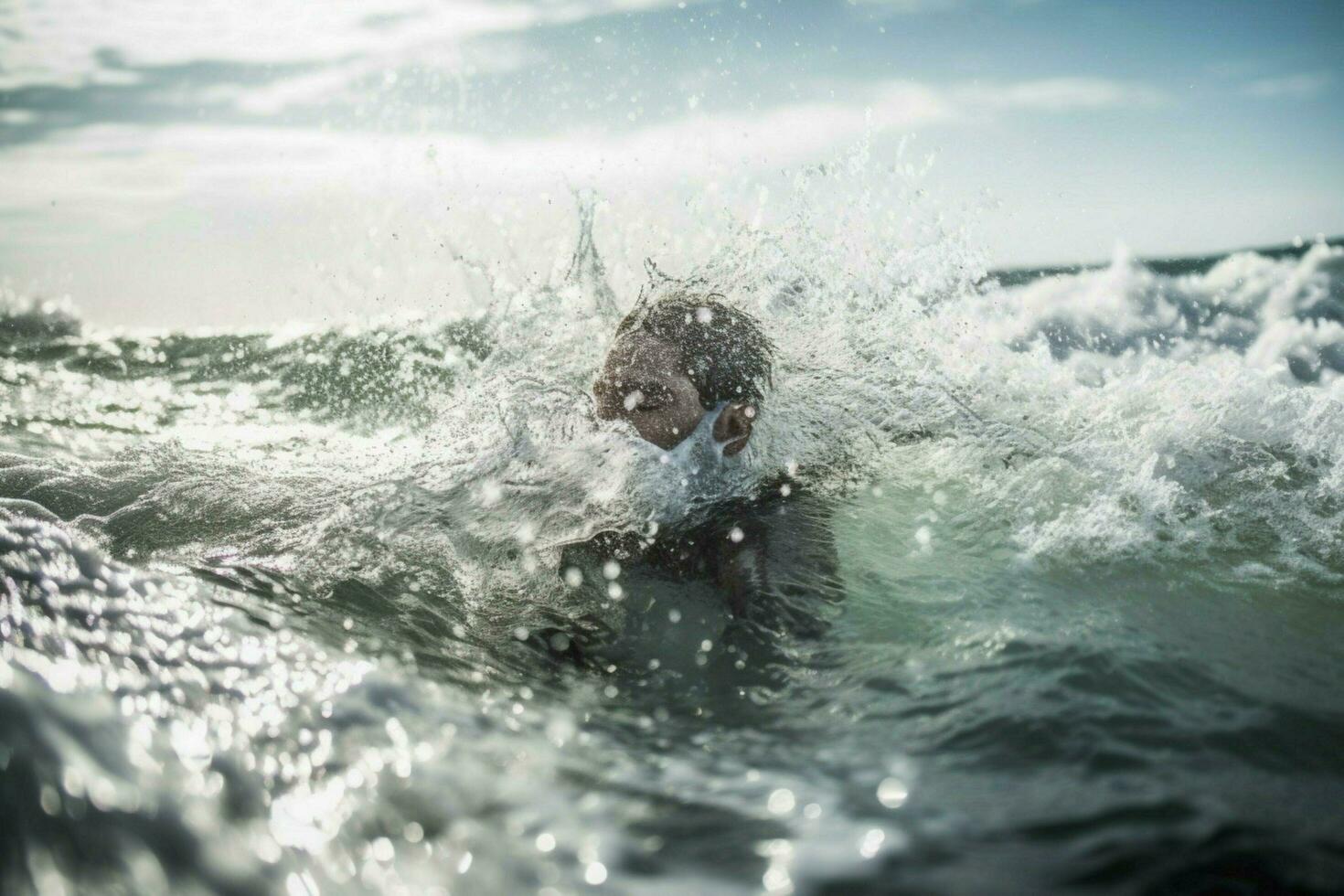 el vigorizante prisa de un enérgico Oceano nadar foto