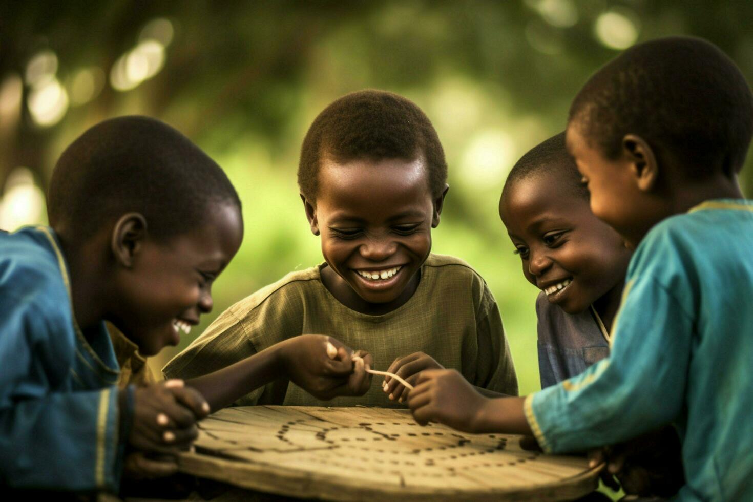 The joy and laughter of African children playing ga photo