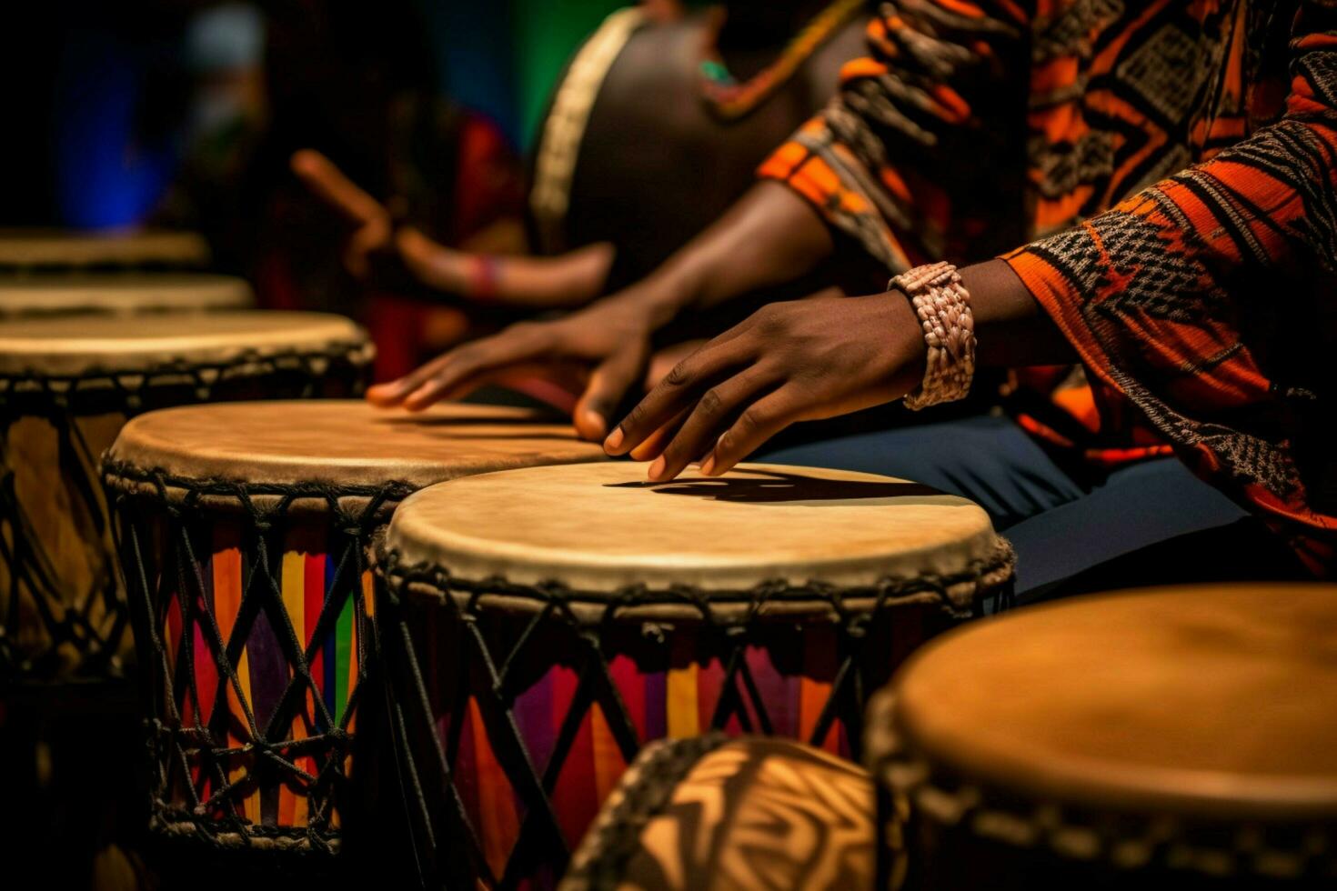 The rhythmic beat of African drums photo