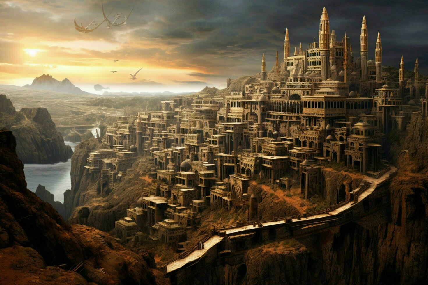 The striking contrast of a modern city against an a photo